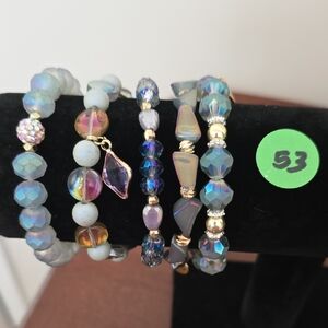 Erimish Iridescent Blue-Purple Extended Stretch Bracelet Set (NWOT)